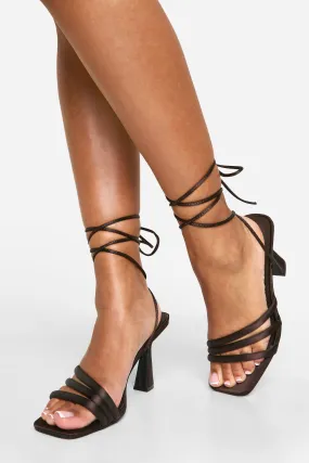 Satin Padded Tie Up Strappy Heels