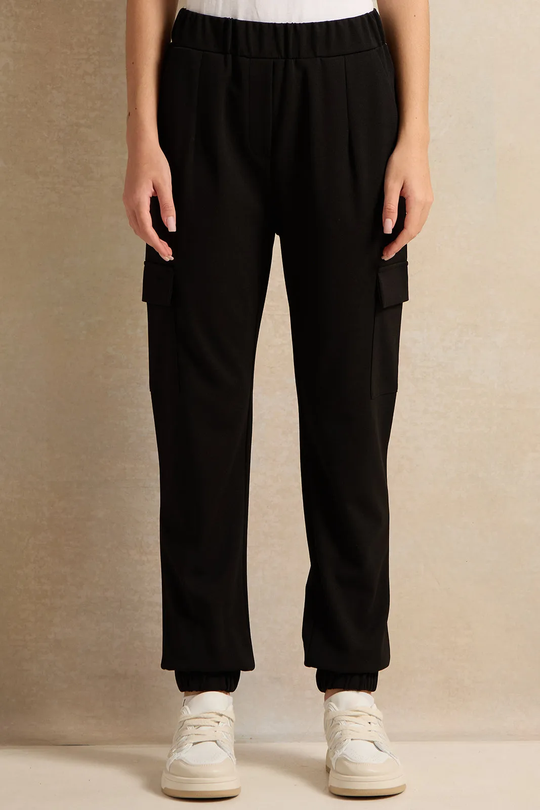 Senior Girls Black Cargo Trousers