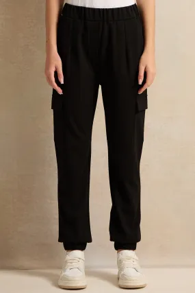 Senior Girls Black Cargo Trousers