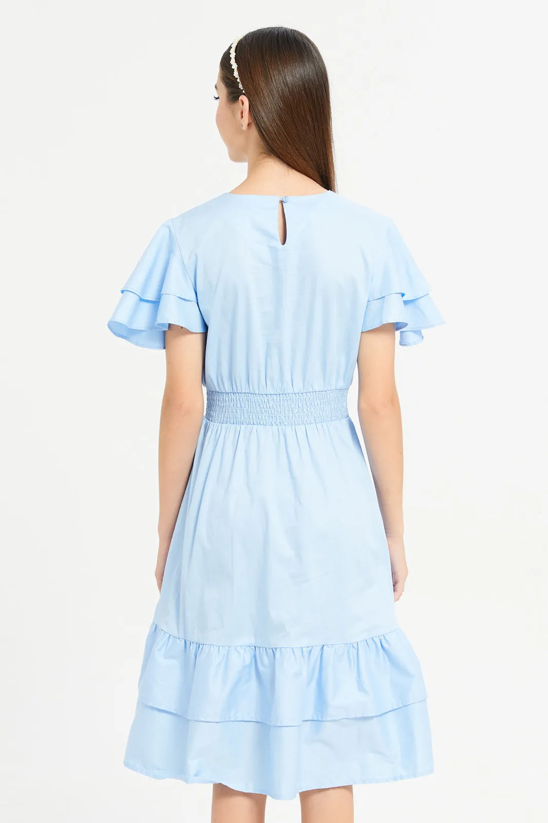 Senior Girls Blue Poplin Dress