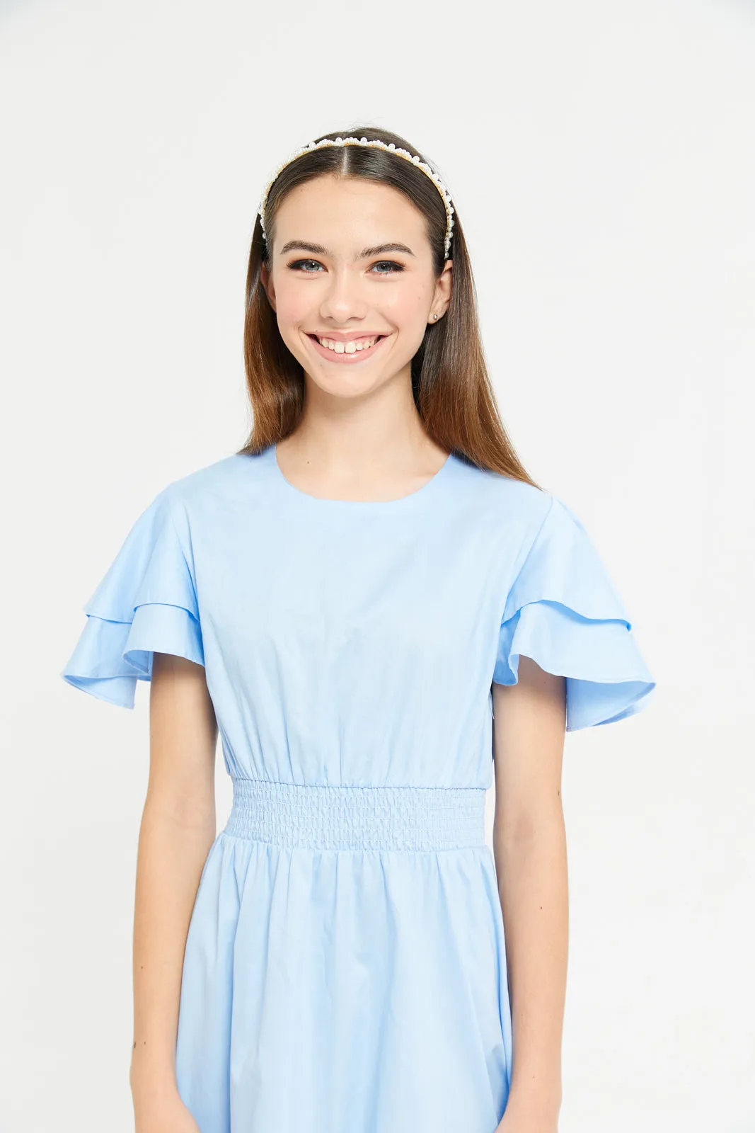 Senior Girls Blue Poplin Dress