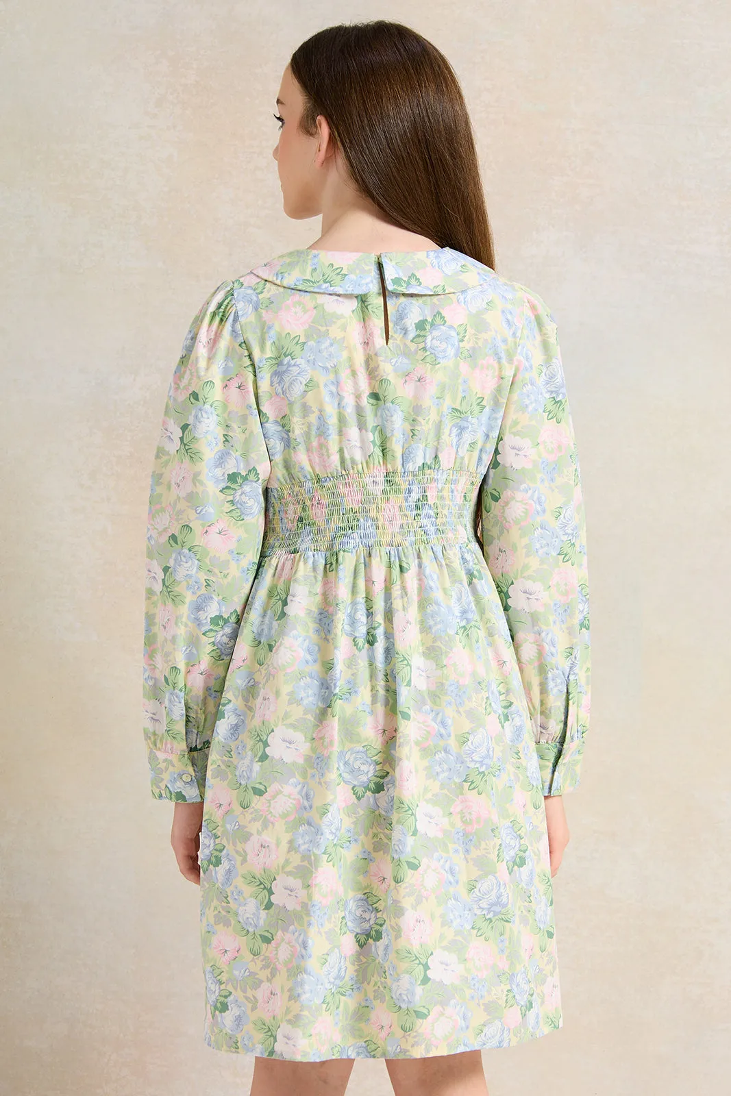 Senior Girls Green Floral Dress