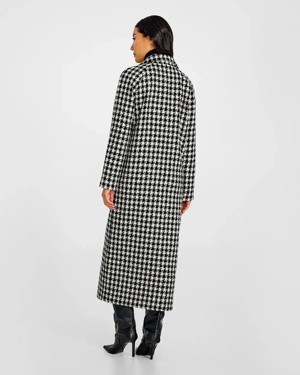 SENTALER Tweed Houndstooth Suri Alpaca Maxi Ragian Sleeve Coat - Sentaler coat