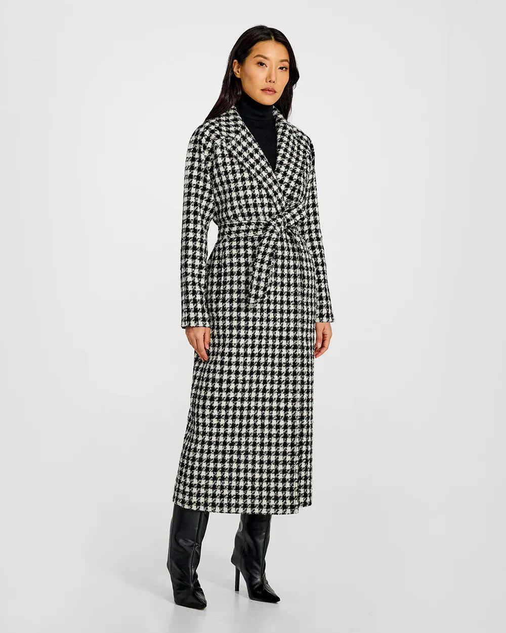 SENTALER Tweed Houndstooth Suri Alpaca Maxi Ragian Sleeve Coat - Sentaler coat