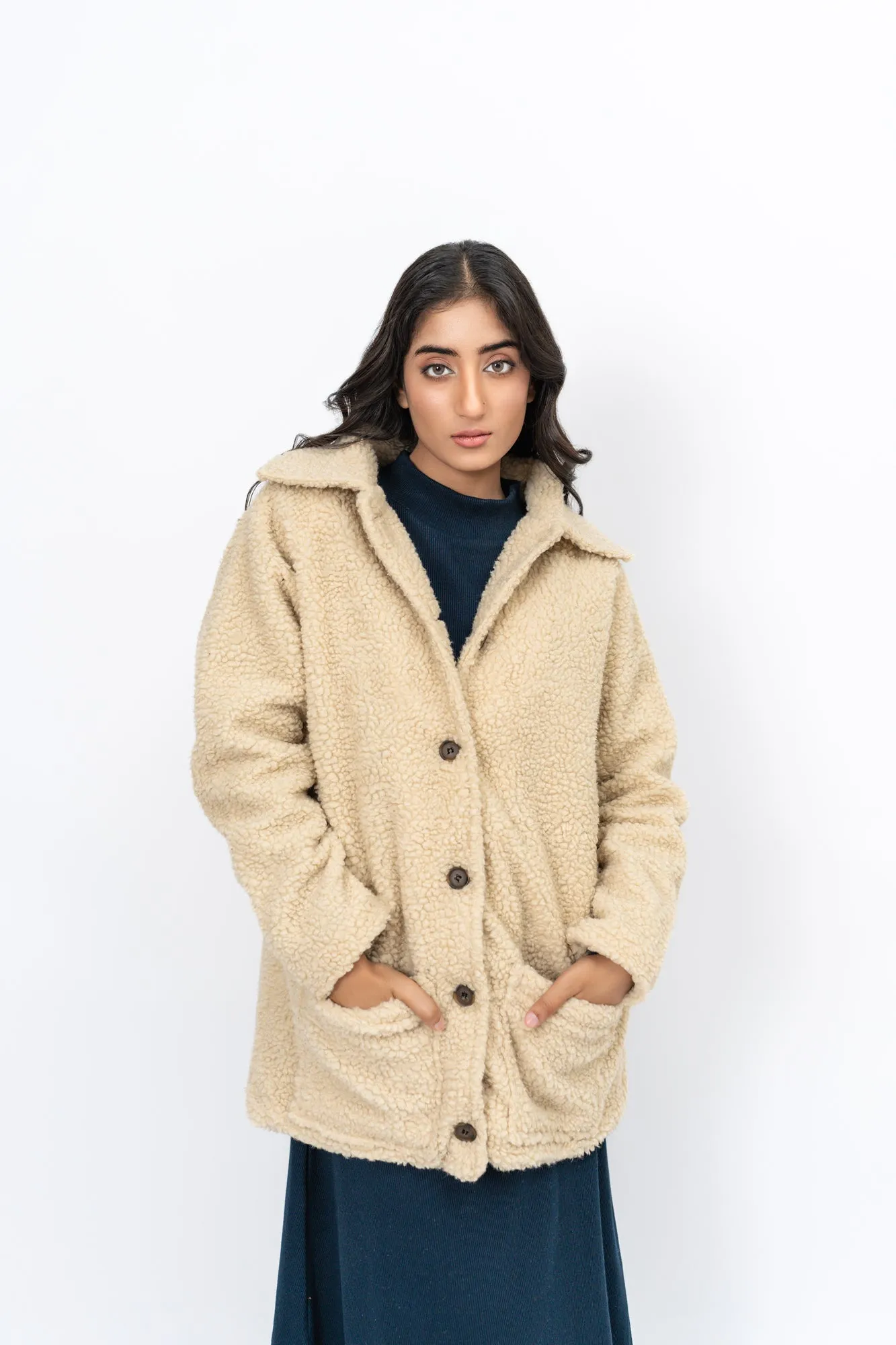 Sherpa Short Coat - Beige