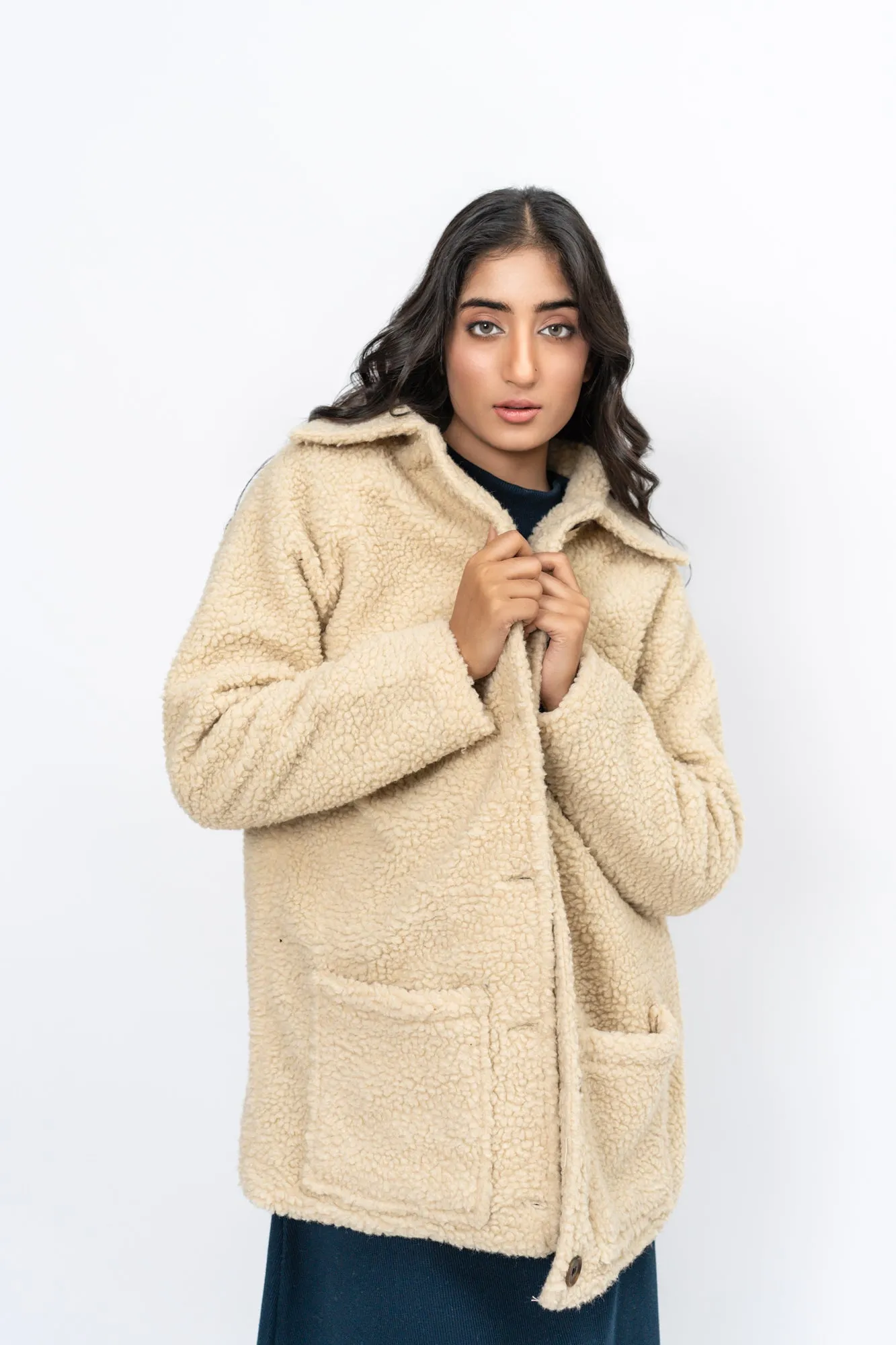 Sherpa Short Coat - Beige