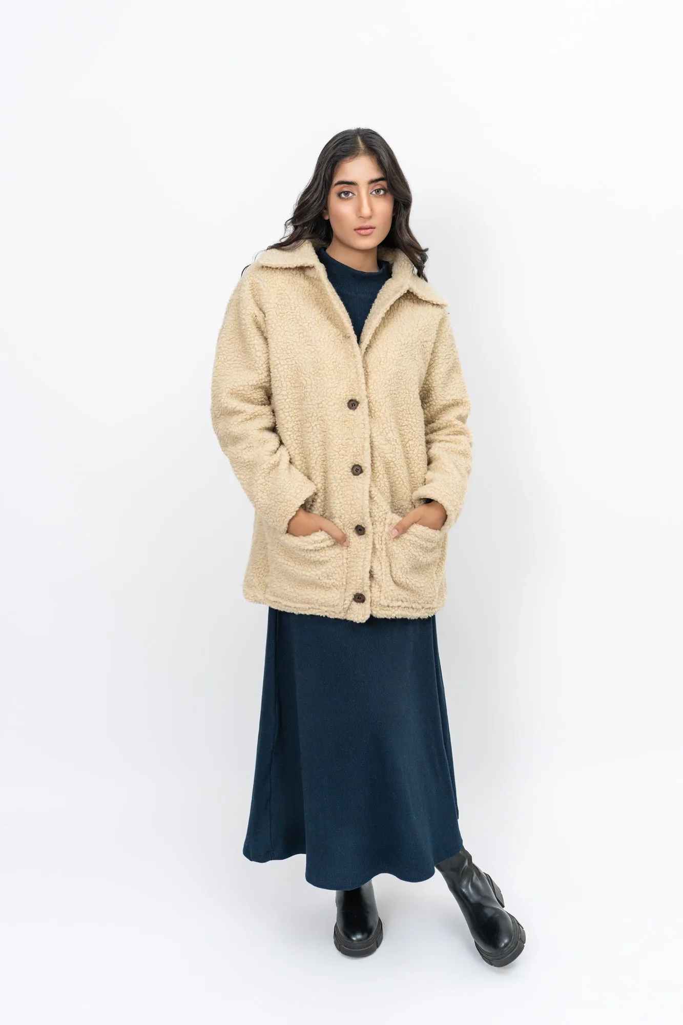 Sherpa Short Coat - Beige