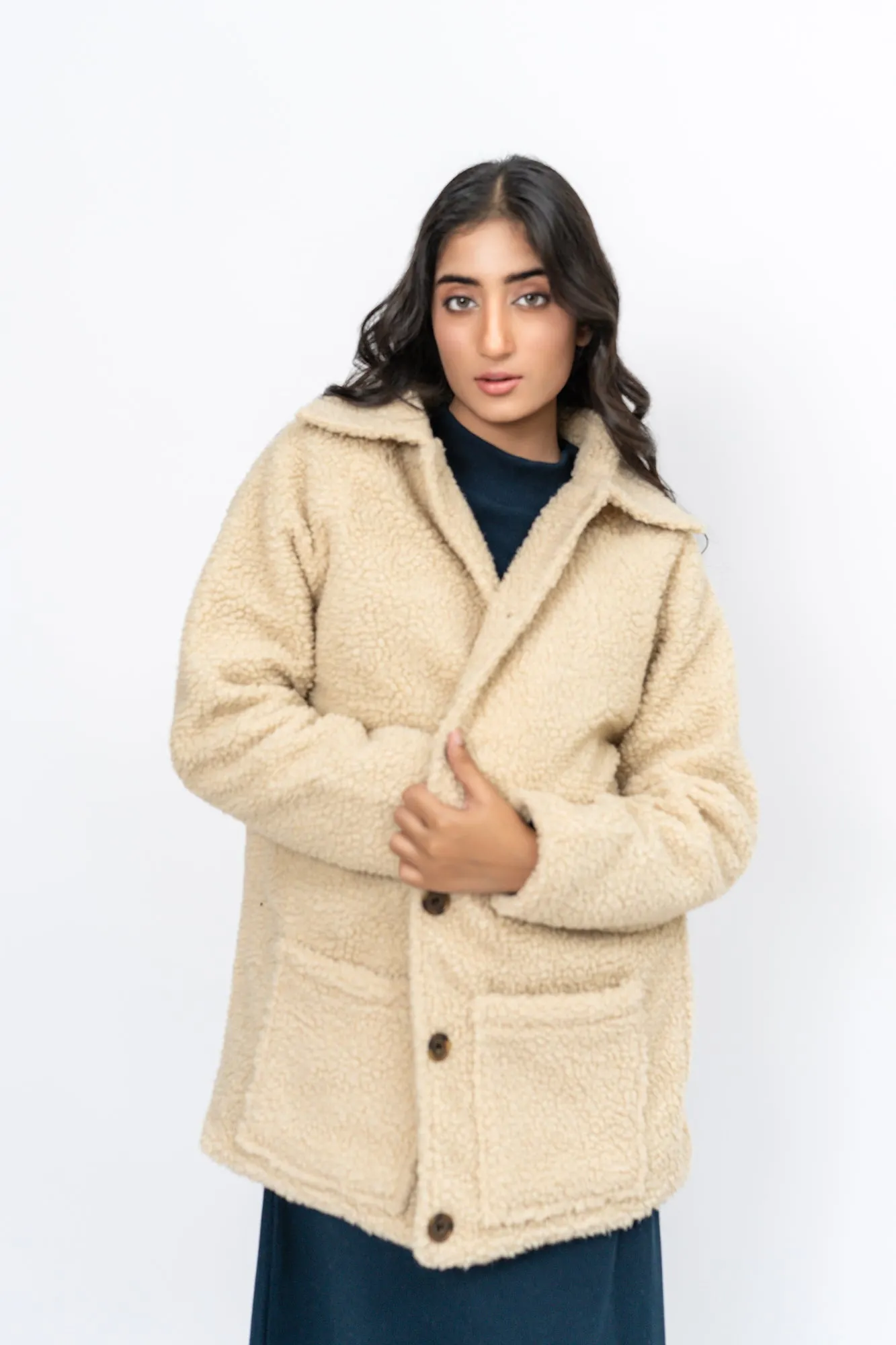 Sherpa Short Coat - Beige