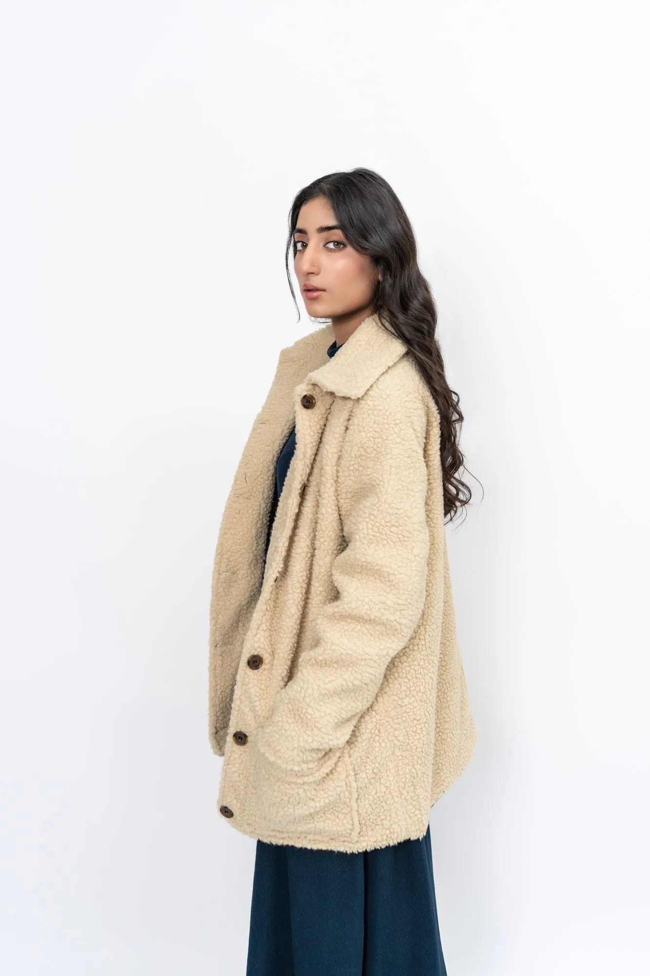 Sherpa Short Coat - Beige