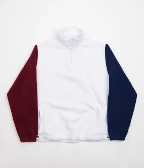 Skateboard Cafe Quarter Zip Fleece Cream Burgundy Navy