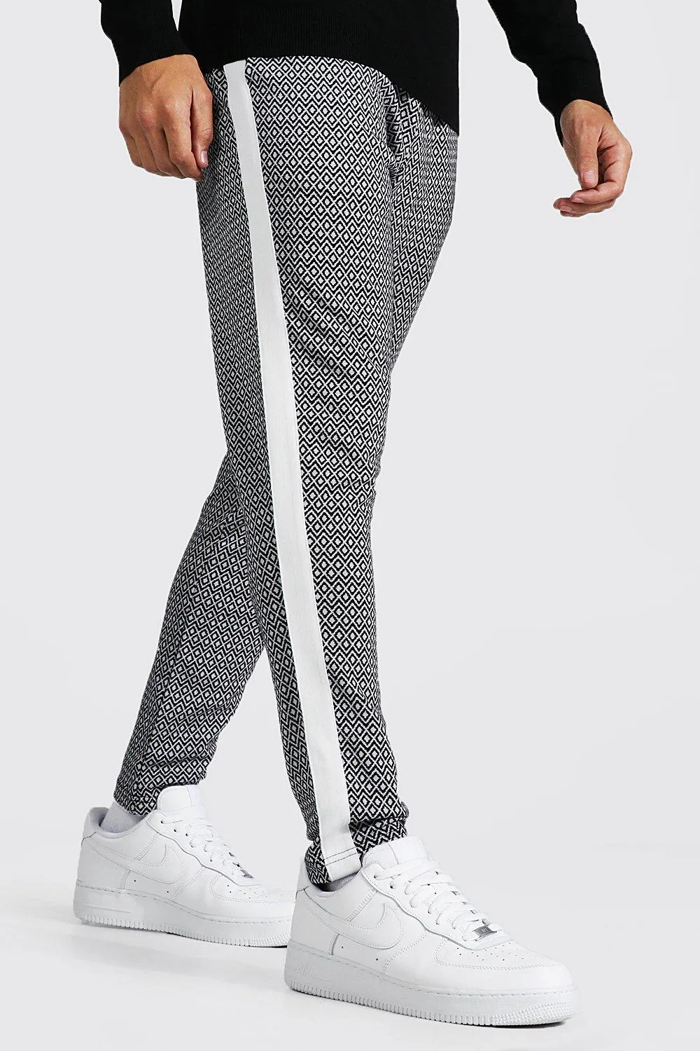 Skinny Fit Original Man Jacquard Joggers | boohooMAN UK