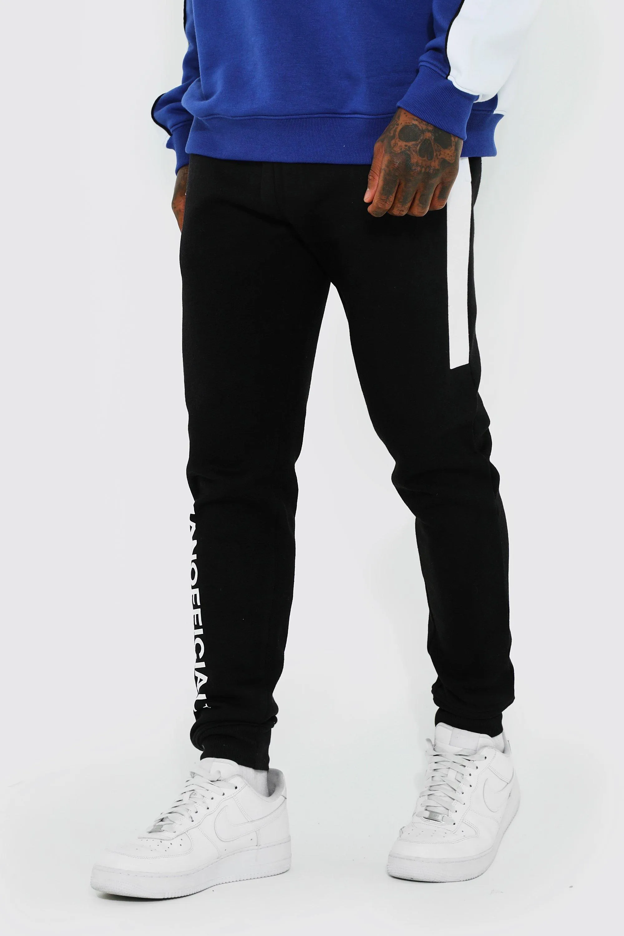 Skinny Man Official Panel Joggers | boohooMAN UK