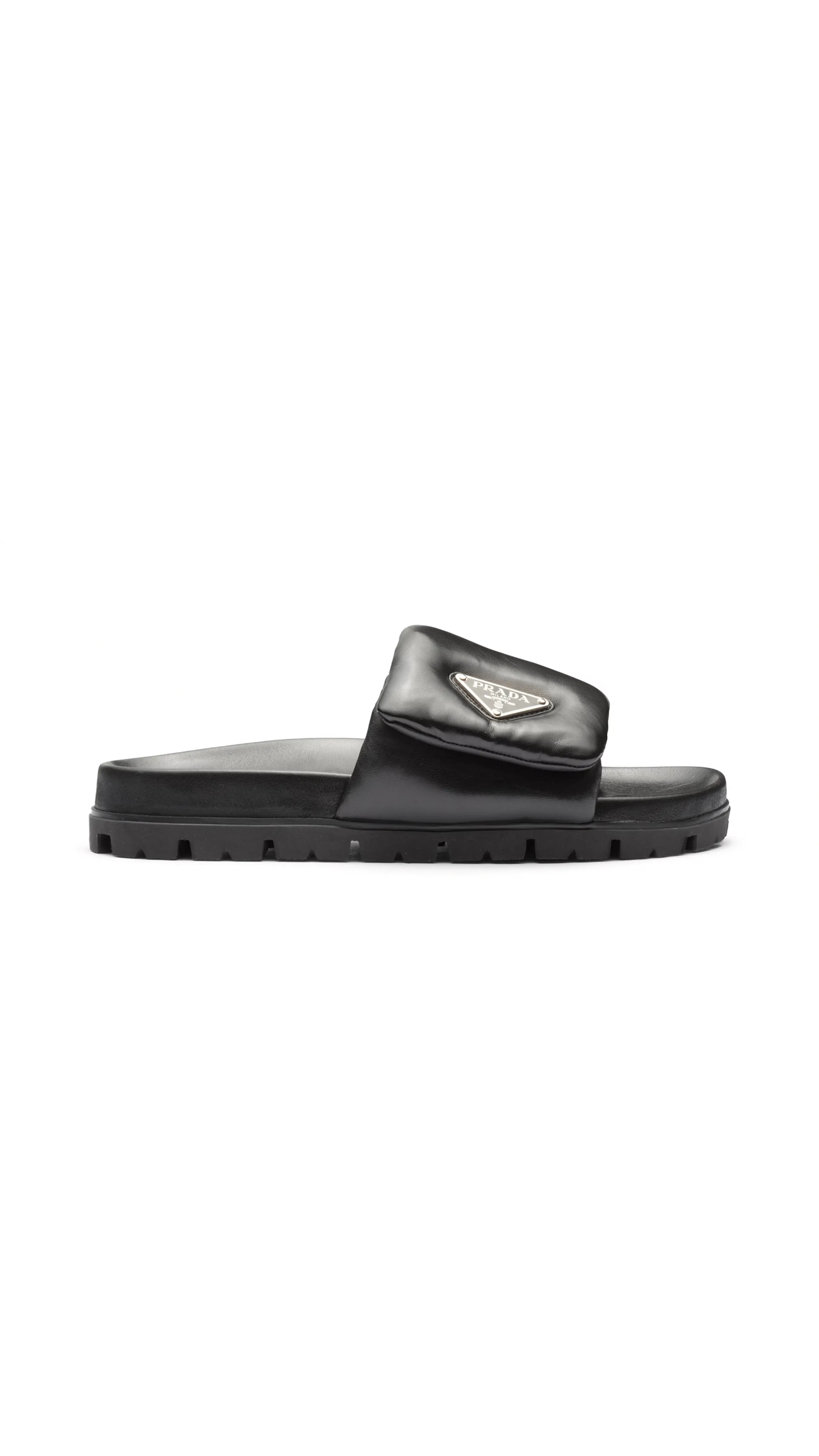 Black Soft Padded Nappa Leather Slide