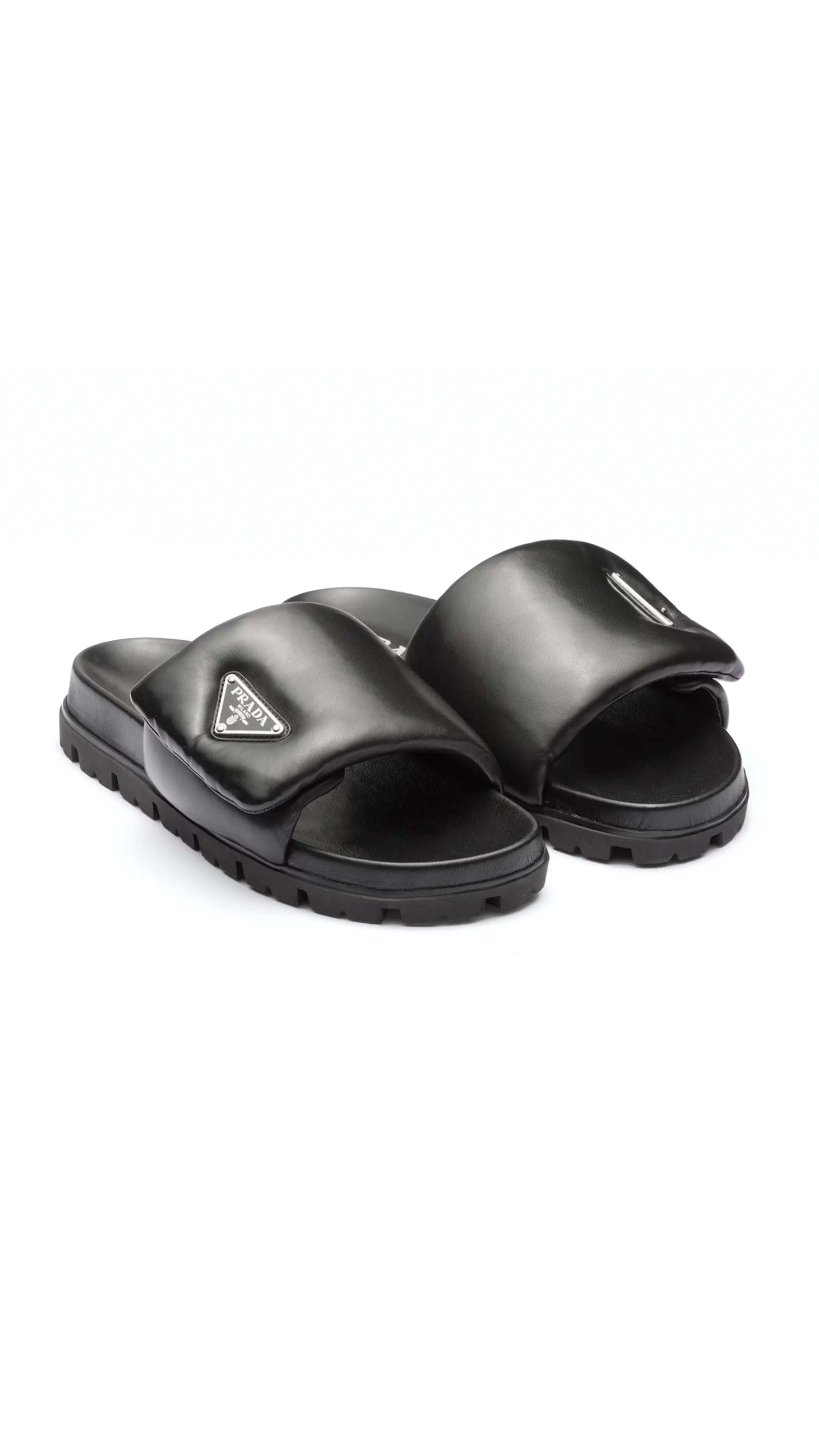 Black Soft Padded Nappa Leather Slide