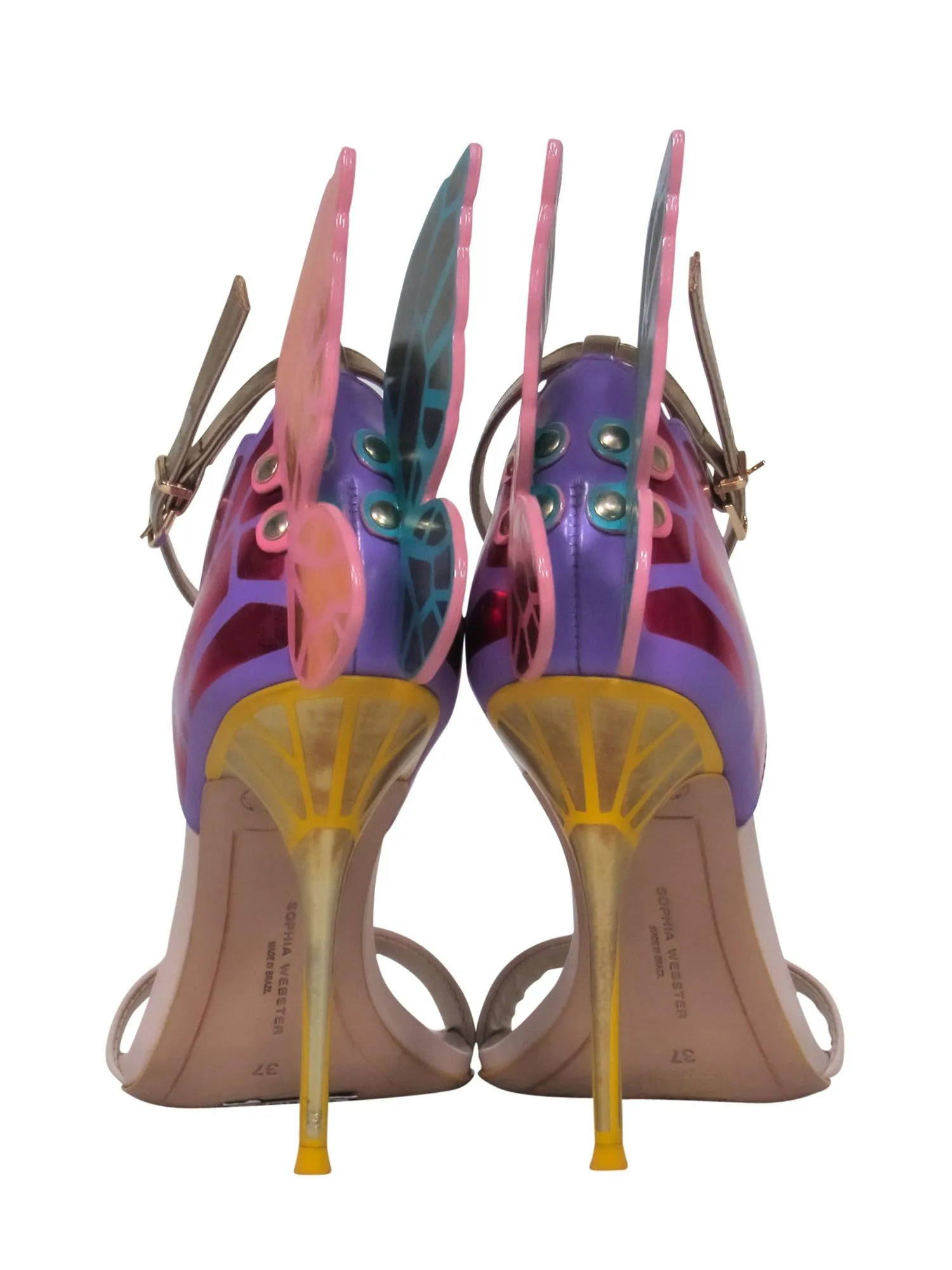 Sophia Webster - Purple, Pink, & Yellow Strappy Butterfly Heels Sz 6.5