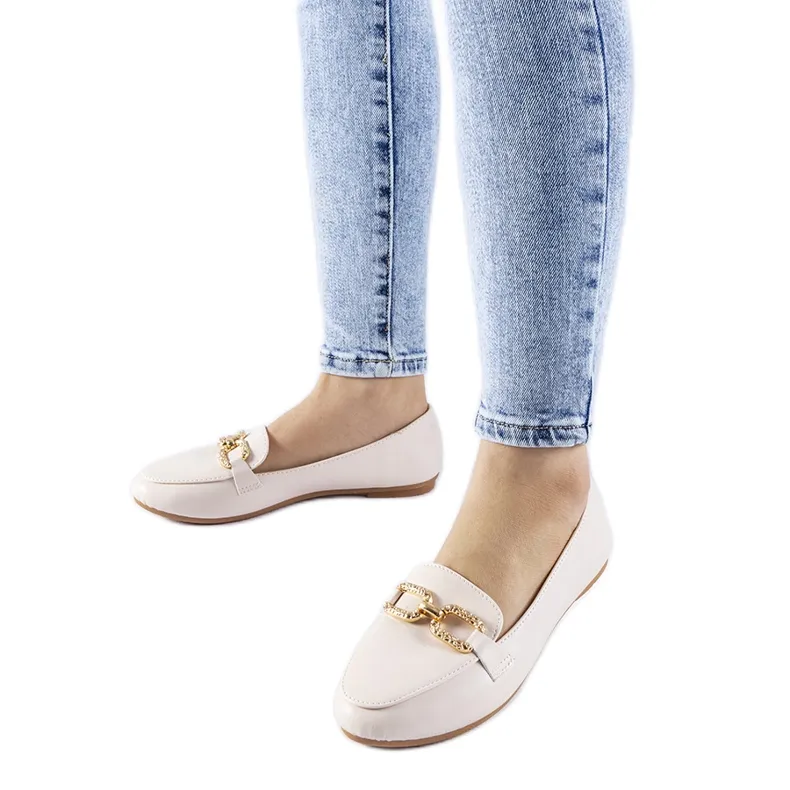 Sovera beige buckle moccasins