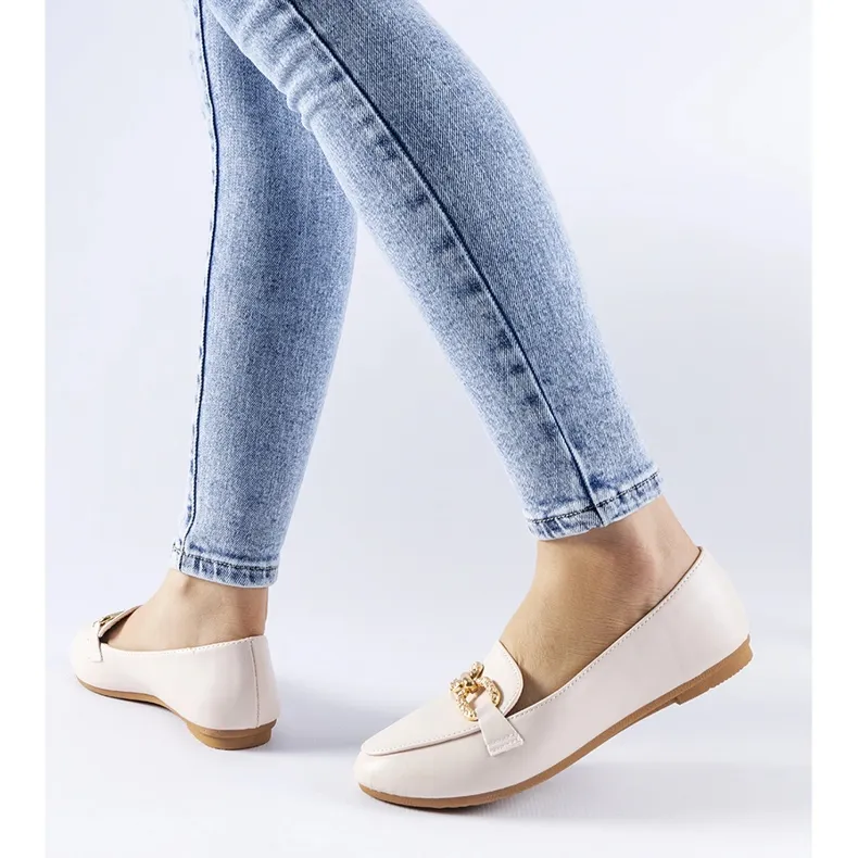 Sovera beige buckle moccasins