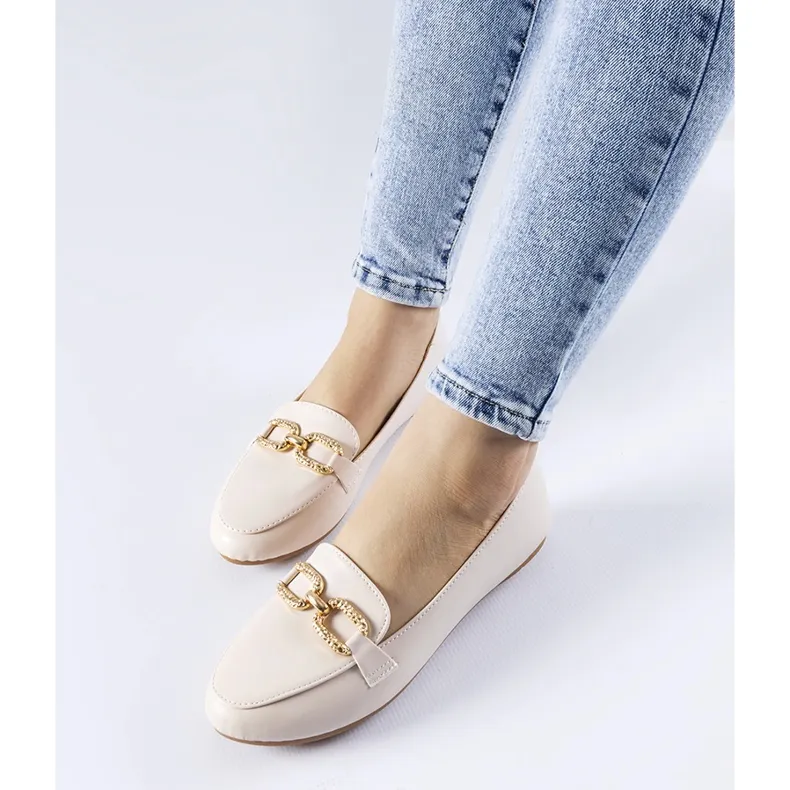 Sovera beige buckle moccasins