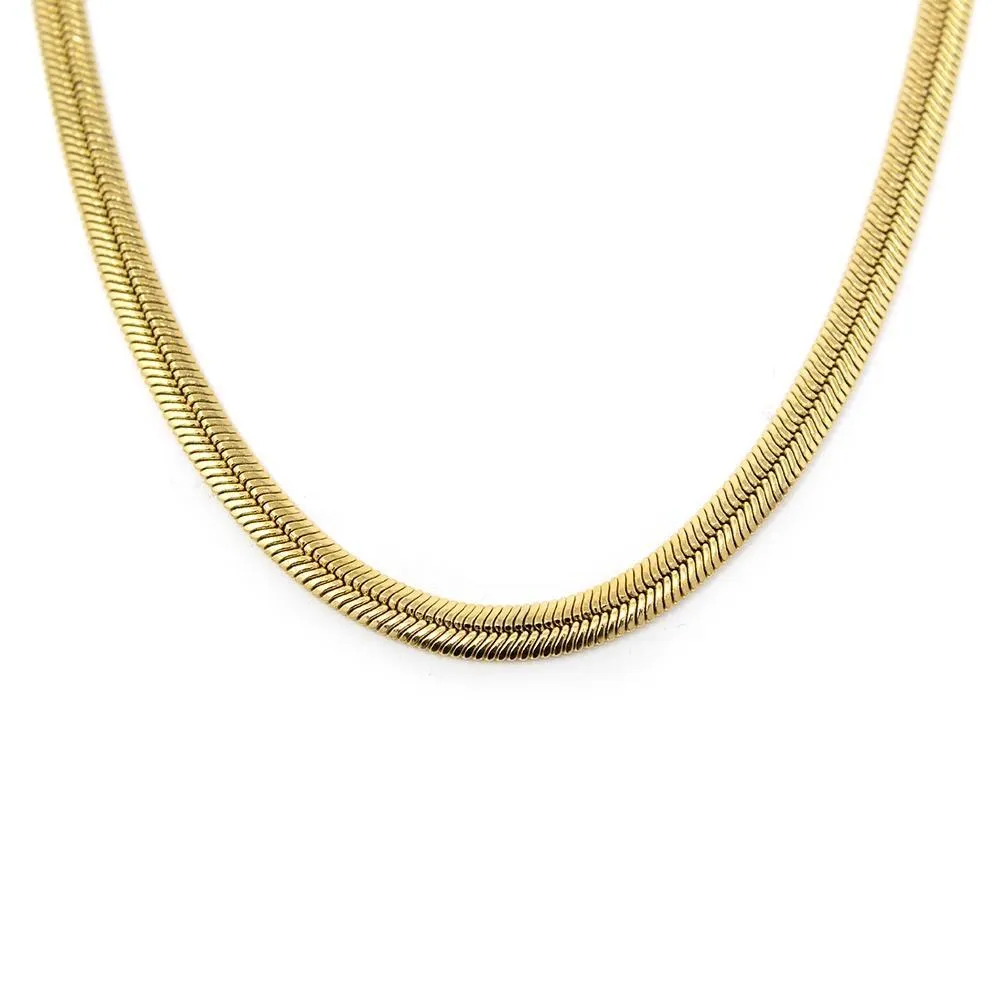 Gold Plated Stainless Steel Flat Snake Chain Neck