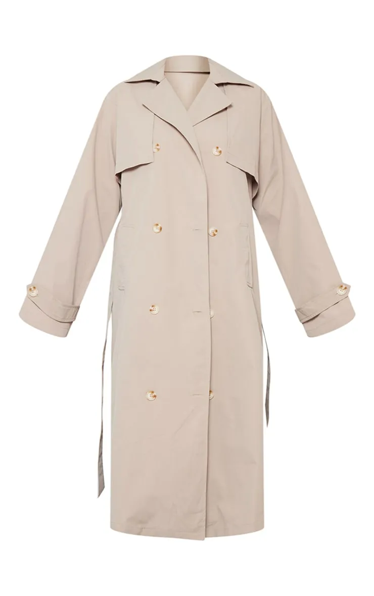 Check Print Back Oversized Trench Coat