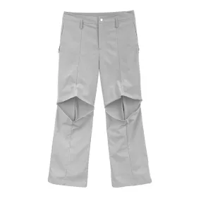 Straight Pleated Flared Trousers