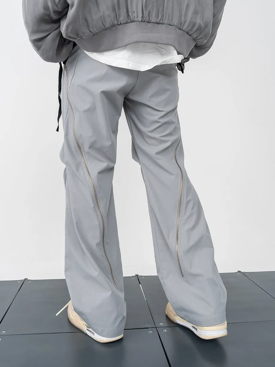 Straight Pleated Flared Trousers