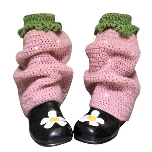 Strawberry Knit Leg Warmers