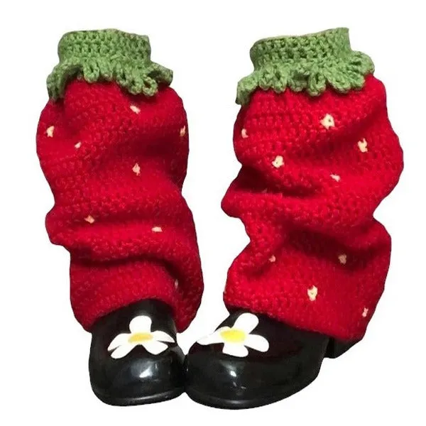 Strawberry Knit Leg Warmers