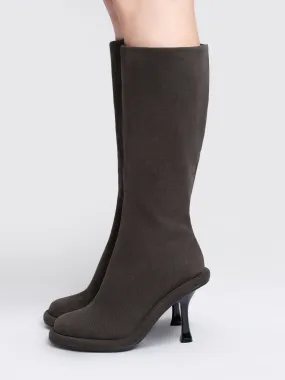 Stylish Gray Stiletto Heel Women's Knee-High Boots