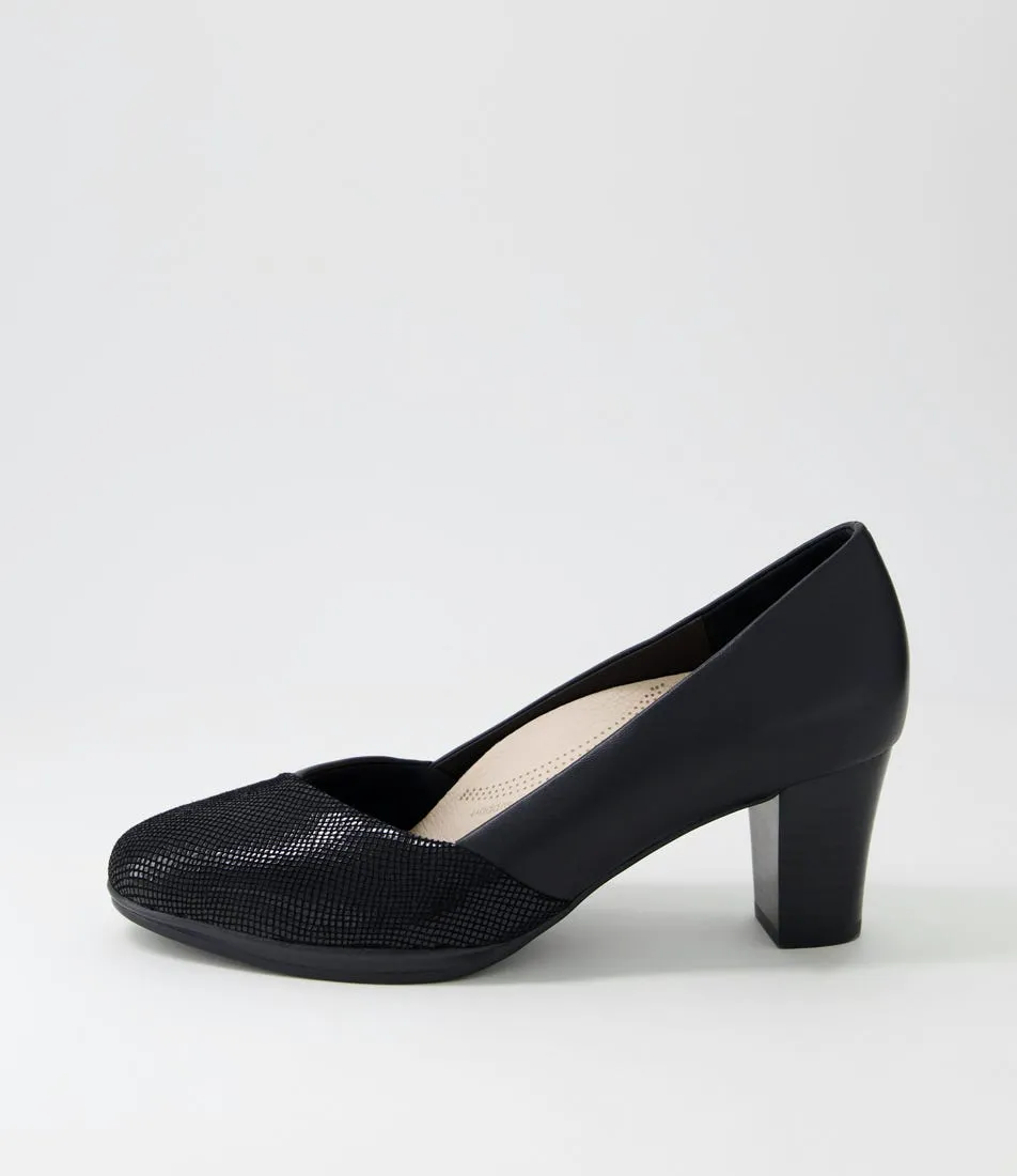 SUPERSOFT Denzil2 Black Scale Suede Leather Heels