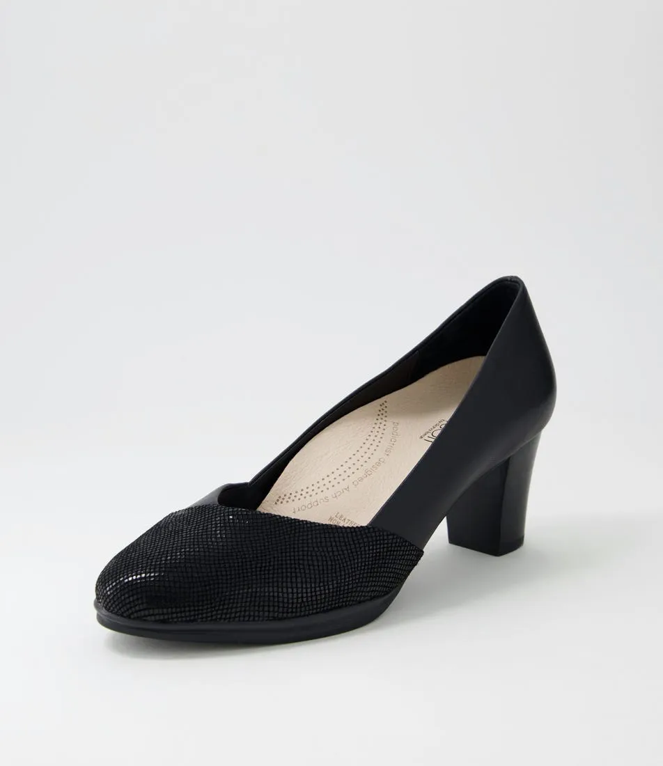 SUPERSOFT Denzil2 Black Scale Suede Leather Heels