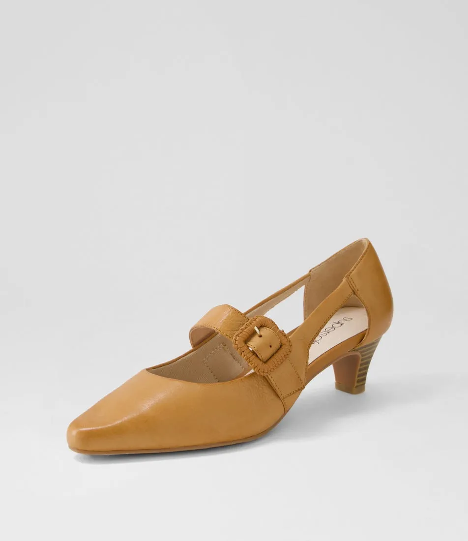 SUPERSOFT Loco Dark Tan Leather Heels