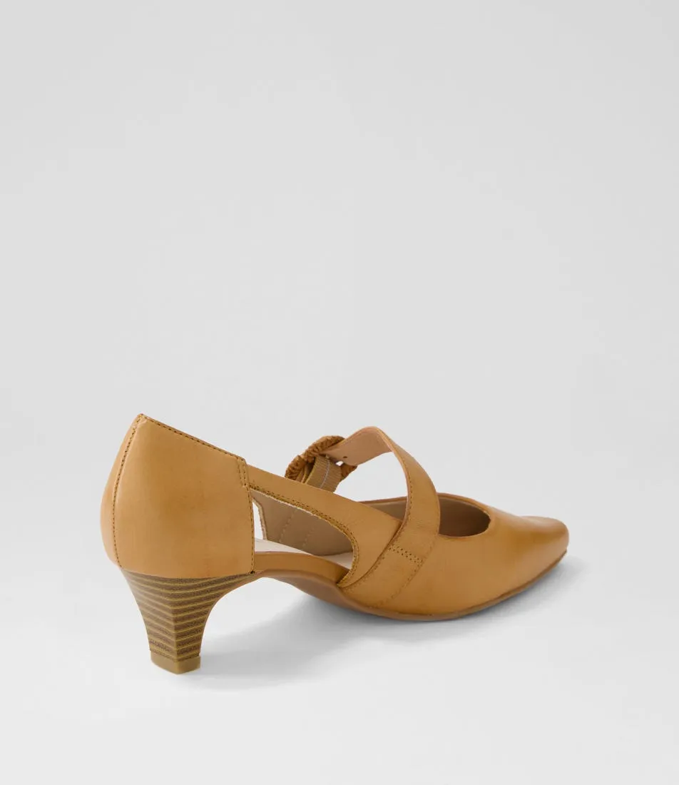 SUPERSOFT Loco Dark Tan Leather Heels