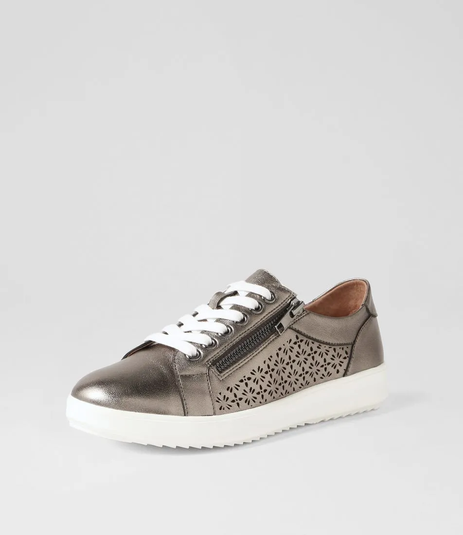 SUPERSOFT Zarina Pewter White Leather Sneakers