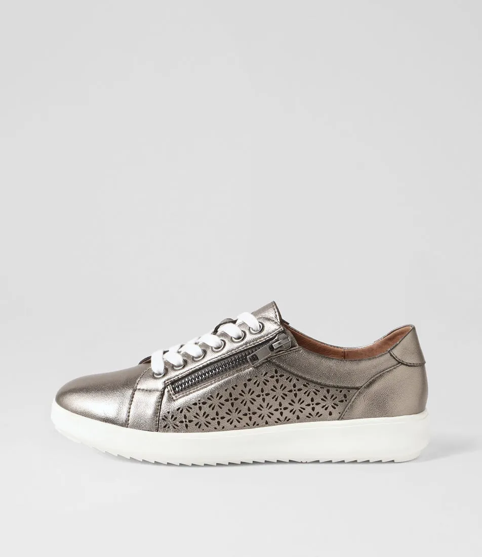 SUPERSOFT Zarina Pewter White Leather Sneakers