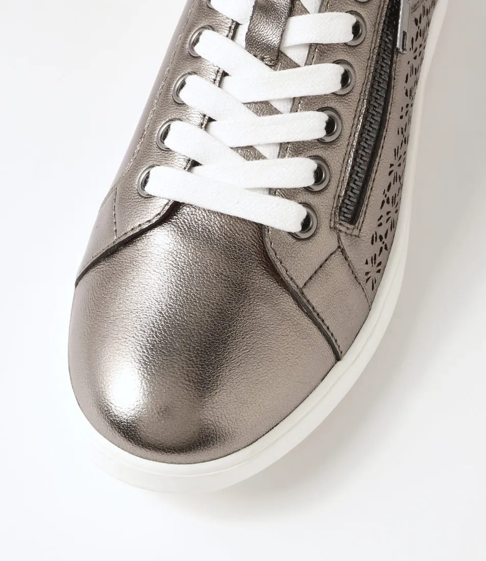 SUPERSOFT Zarina Pewter White Leather Sneakers