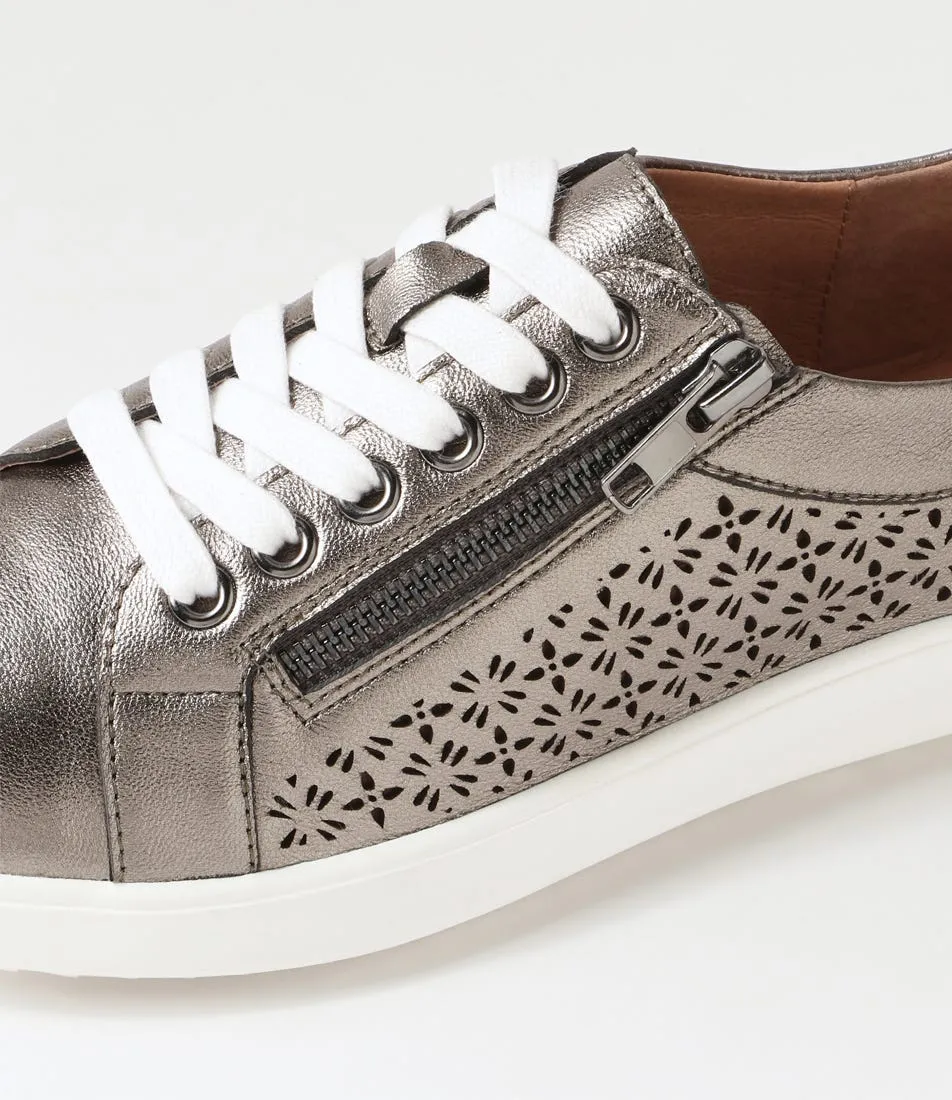 SUPERSOFT Zarina Pewter White Leather Sneakers