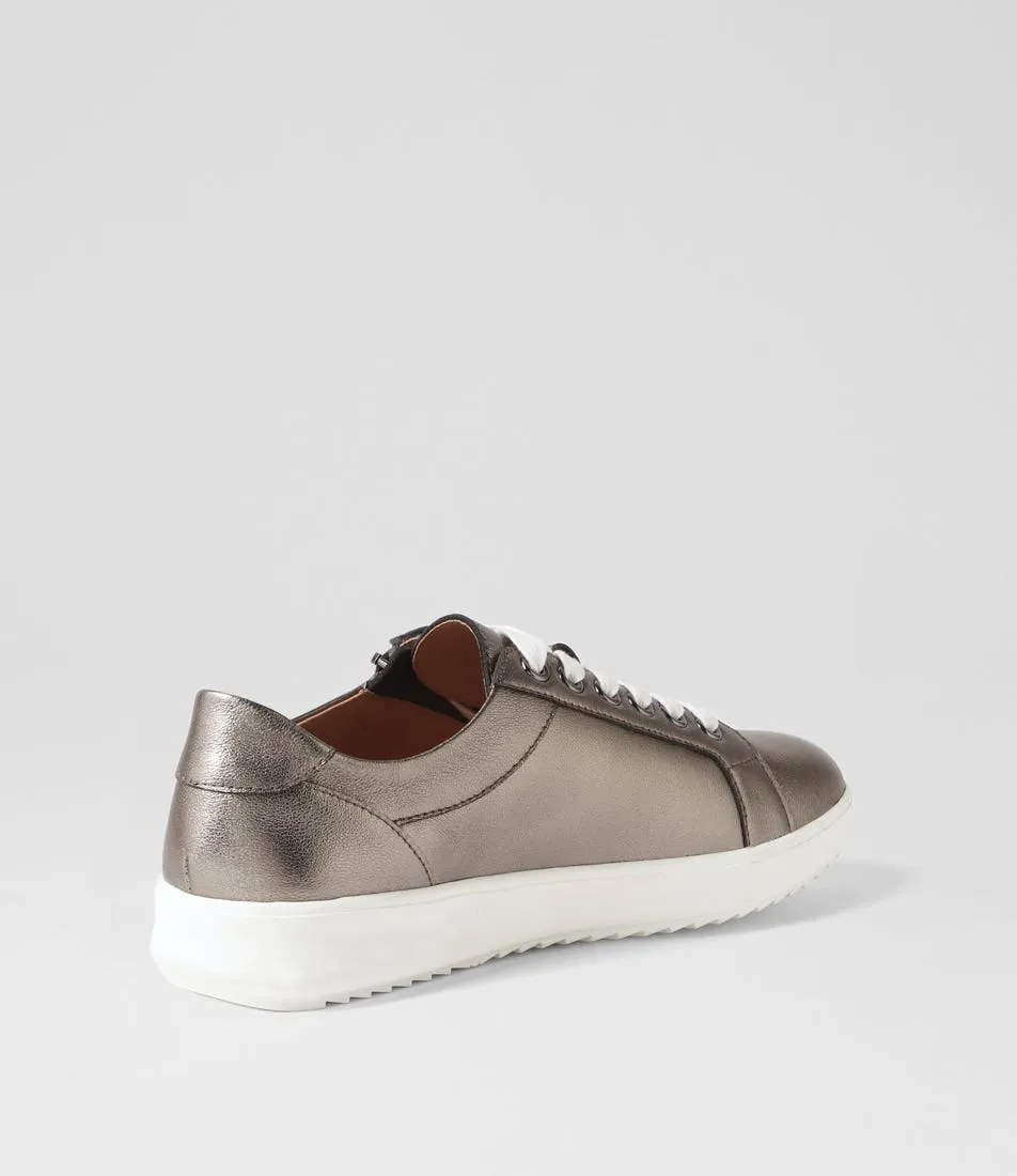 SUPERSOFT Zarina Pewter White Leather Sneakers