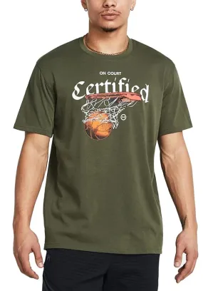 T-Shirt Under Armour Heavyweight Hoops Certified - Marine OD Green/White - men´s