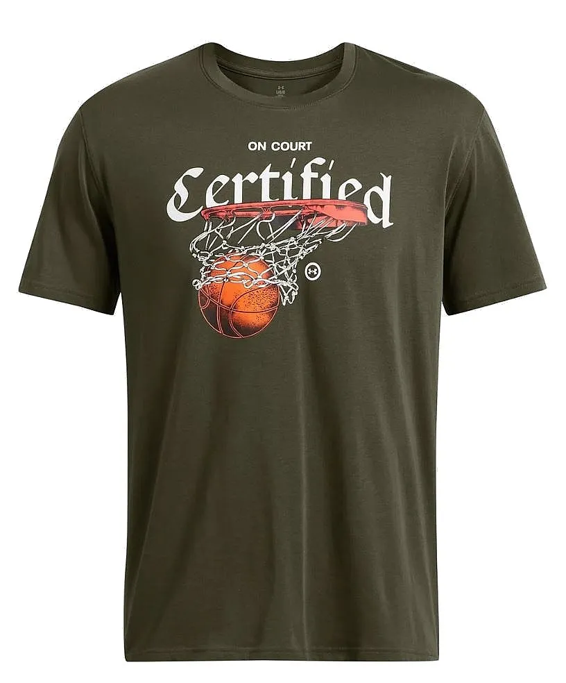 T-Shirt Under Armour Heavyweight Hoops Certified - Marine OD Green/White - men´s