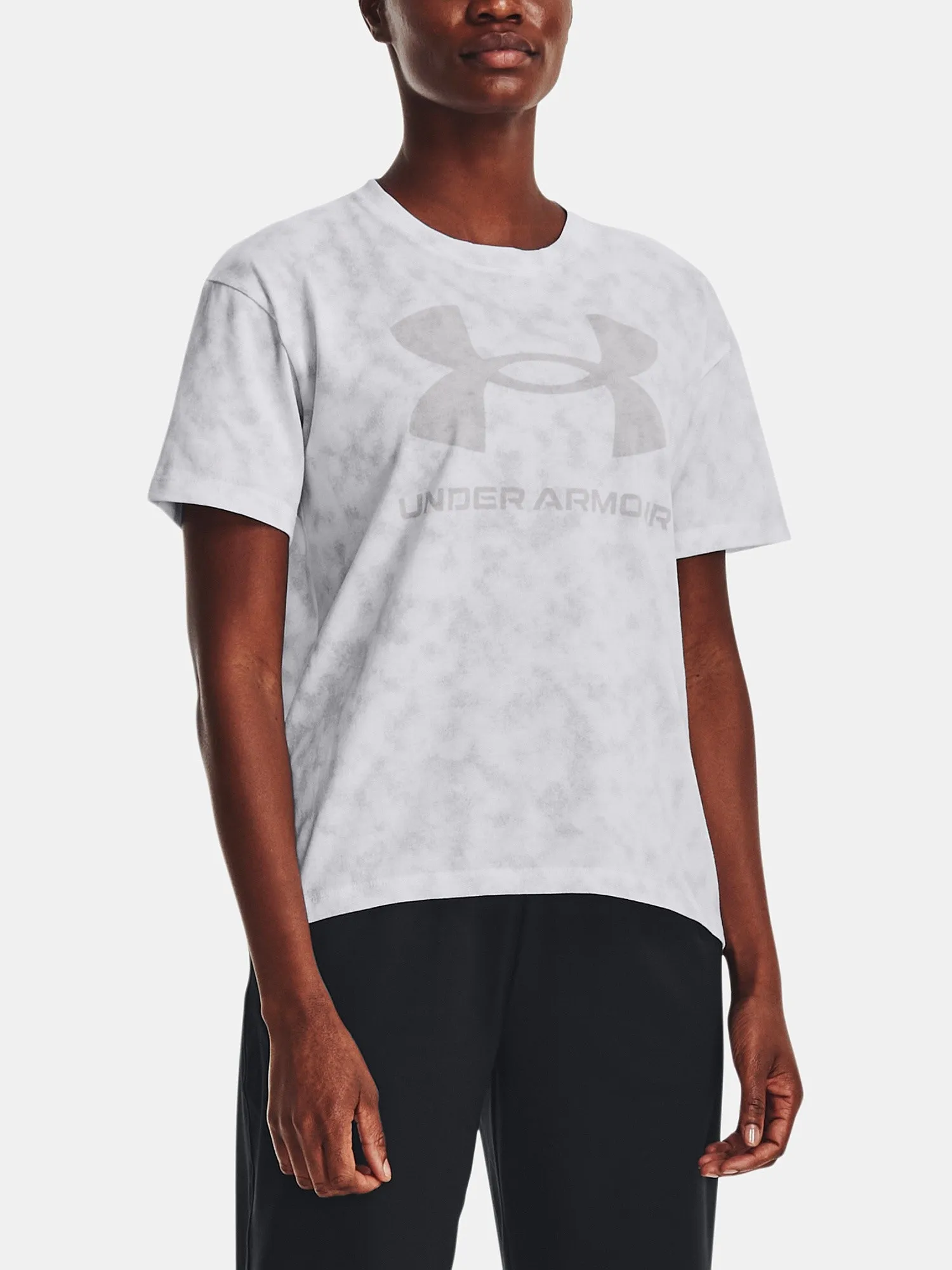 T-Shirt Under Armour Logo Aop Heavyweight - White/Halo Gray - women´s