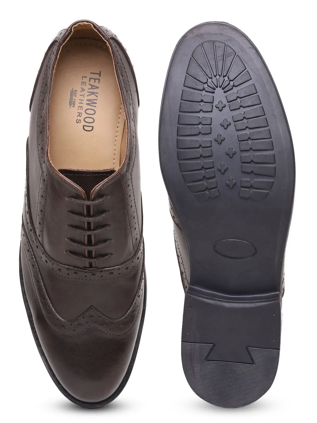 Teakwood Genuine Leather Brown Oxford Shoes