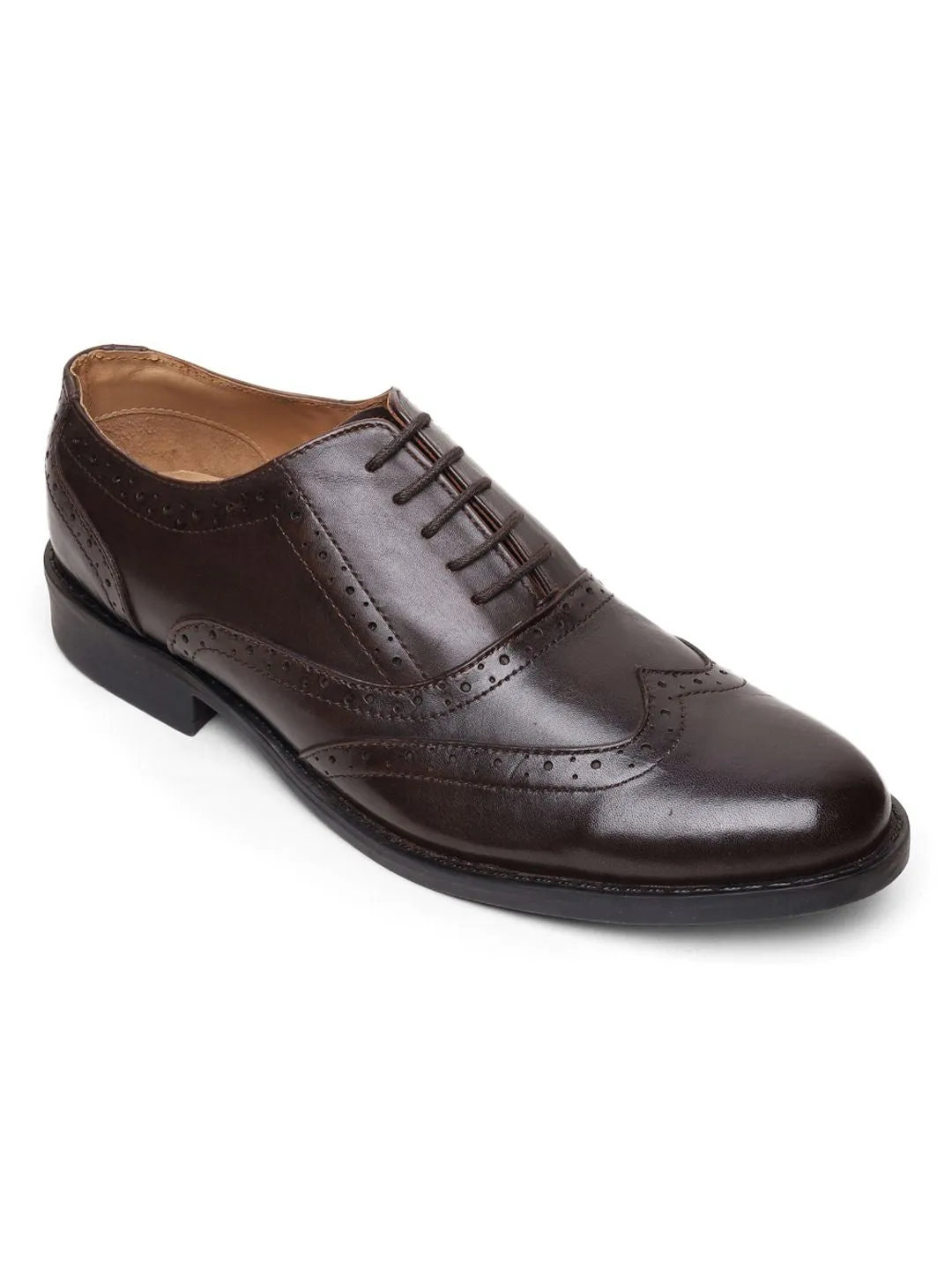 Teakwood Genuine Leather Brown Oxford Shoes