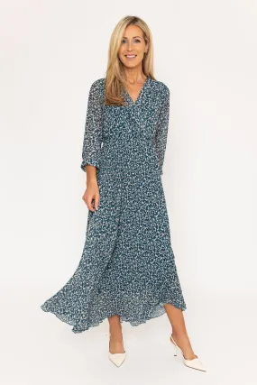 Teal Printed Hannah Midi Dress