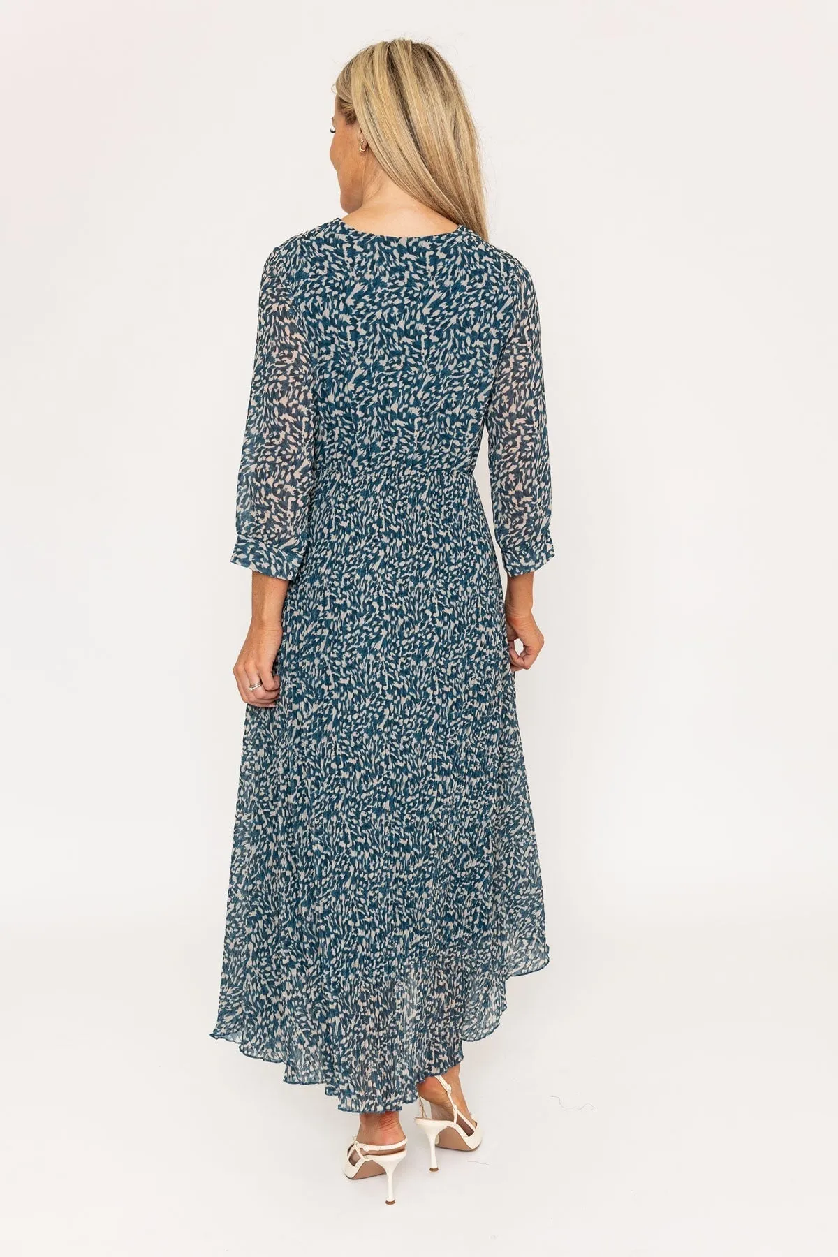 Teal Printed Hannah Midi Dress