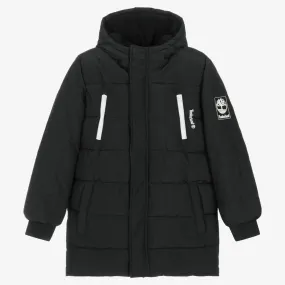 Water-Repellent Black Puffer Coat for Teen Boys