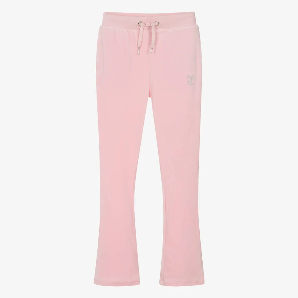 Teen Girls Pale Pink Flared Velour Joggers