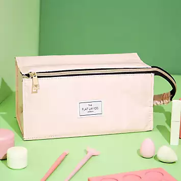 The Flat Lay Co. Blush Pink Open Flat Makeup Box Bag | Kaleidoscope