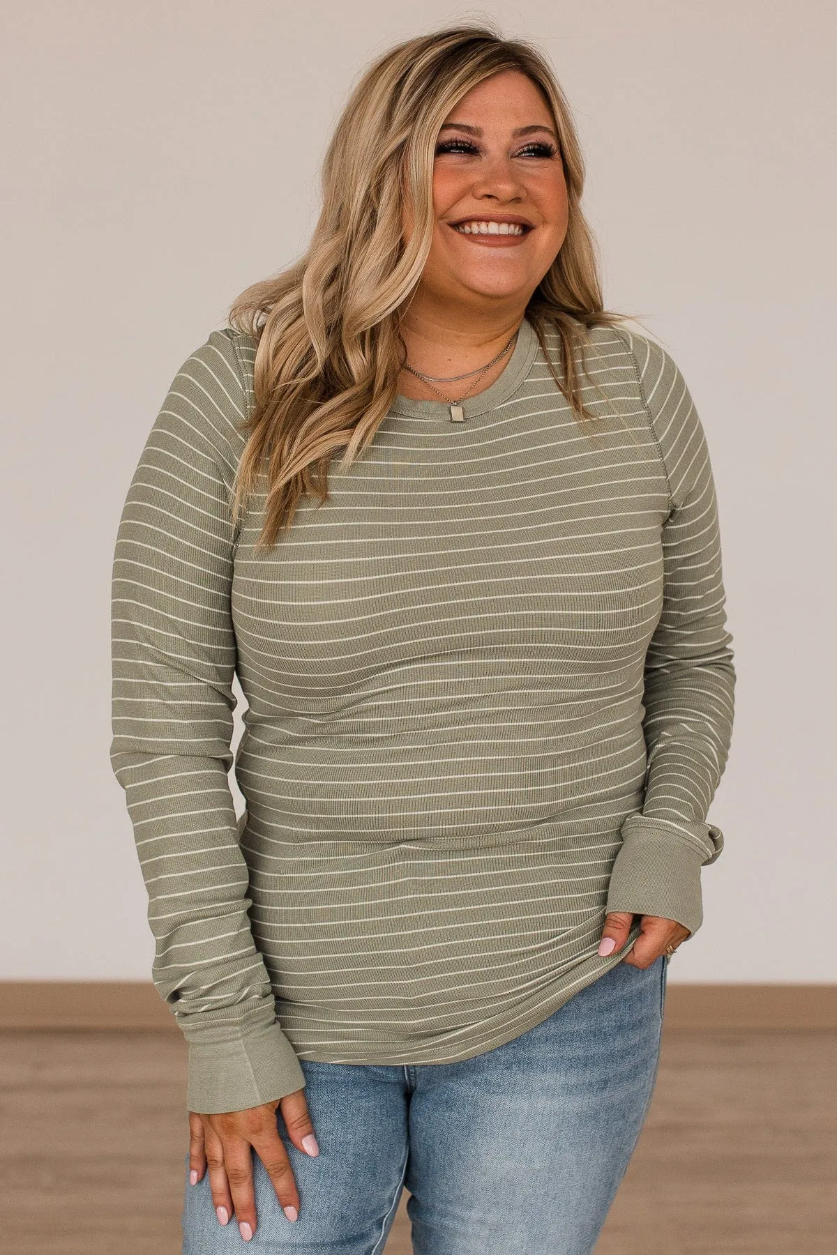 New Adventures Knit Top in Dusty Sage