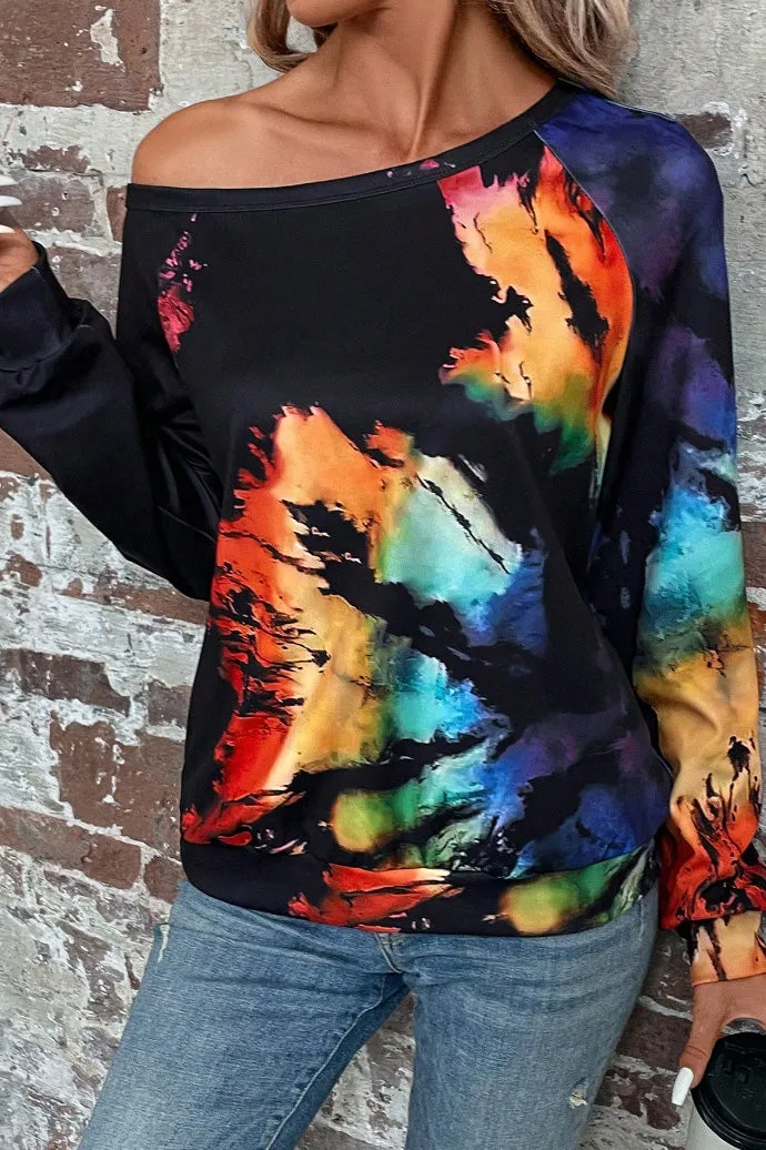 Tie-Dye Boat Neck Sweater